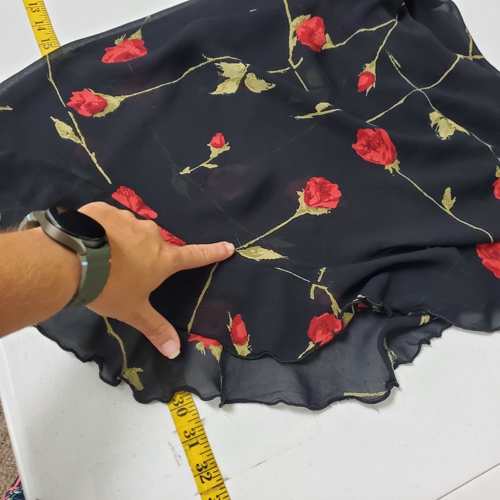 Betsey Johnson Vtg Dark Romantic Whimsigoth Y2K Fairy Dress Size 6 Rose Ruffle - Picture 12 of 16